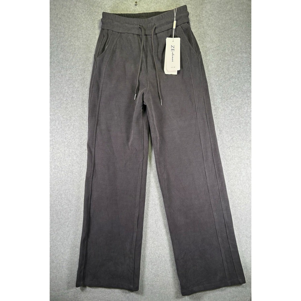 ZE.doumei Sweatpants Womens Small Gray Ribbed Knit High Rise Drawstring Pockets